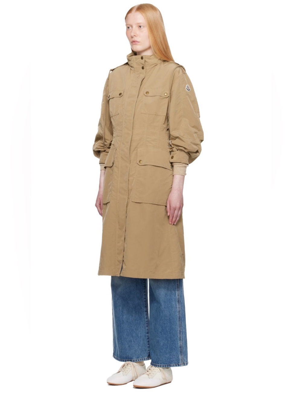 Moncler Nantes Hooded Shell Parka Beige Utility Trench Coat for Women - Picture 2 of 16